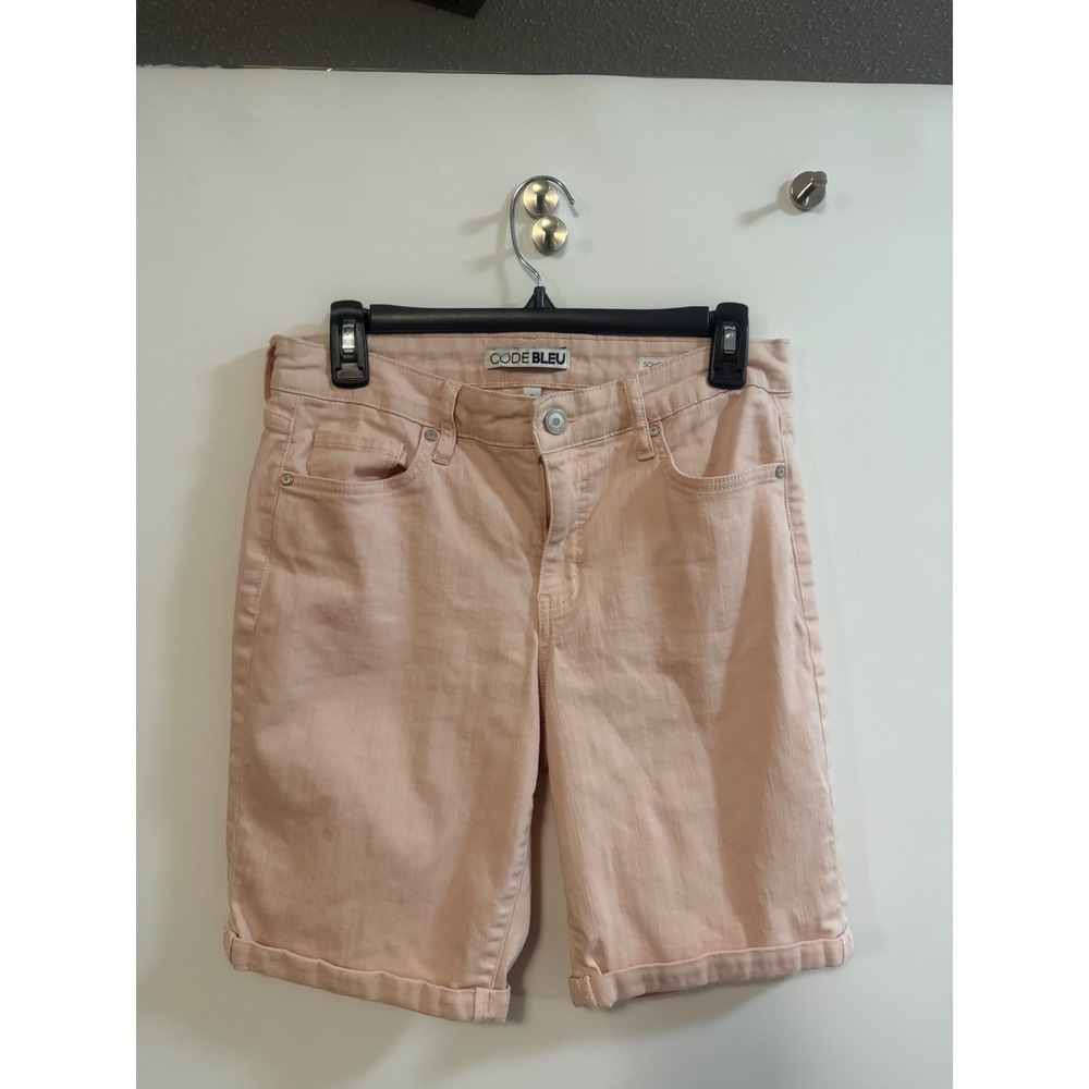 Code Bleu Soho Bermuda Shorts Pink Peach Denim Cuffed Size 6